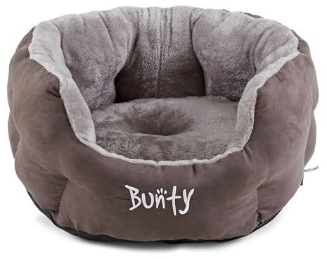 Bunty Polar Dog Bed & Cat Bed, Large | Cosy Fluffy Fleece Calming Dog Bed | High Wall Snuggle Anti Anxiety | Washable Bed & Cushion for Puppy, Small to Large Pets - Grey