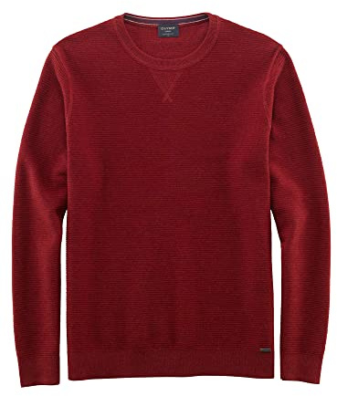 OLYMP Herren Pullover Rundhals Strick,modern fit,rot 35,L