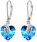 Katzen Ohrringe 925 Sterling Silber Herz Kristall Ohrringe Hängend Ohrringe Blau Kristall Ohrhänger Tier ohrringe Katze Schmuck Geschenk für Mädchen Tochter Mama Ehefrau Freundin Katzenliebhaber