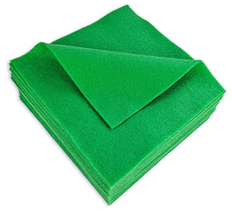 Jtnohx Weicher Filzstoff, Flexibler Bastelfilz, Filzplatten zum Basteln, 1,4mm dickes 15x15cm Farbig Filz für Nähprojekte und Diy (Grüne)