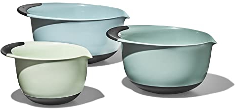 OXO Good Grips Rührschüssel-Set, Kunststoff, 3-teilig, Cadet Blue, Tower Gray, Jade, S, M, L