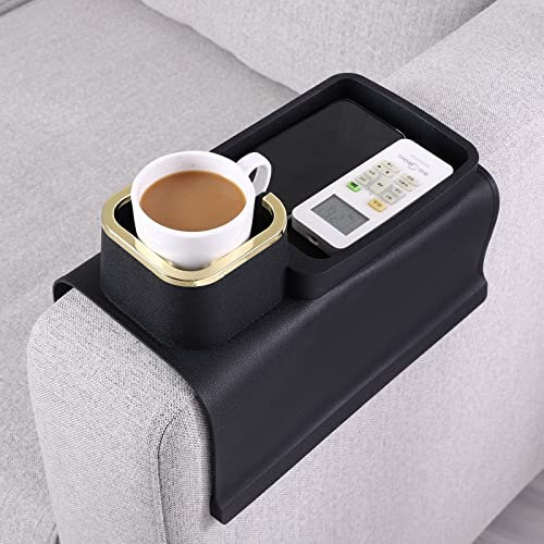 HMASYO Couch Cup Holder Tray - Silicone Couch Armrest Tray Table with Cup Holder, Flexible Drink Holder Tray Table for Sofa Arm Organizer, Anti-Spill and Anti-Slip, Gifts for Family Mom Grandma