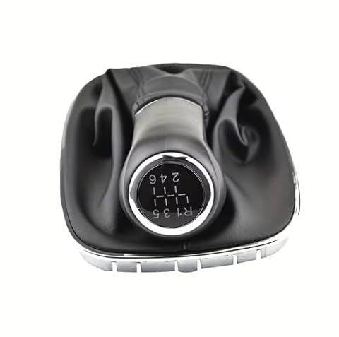 car passion Funda Coche Manual + Pomo Palanca de Cambios + Marco Aro Cromado Compatible con Opel Corsa D Cambio Manual Costuras Negras 6 Velocidades Recambio Coche