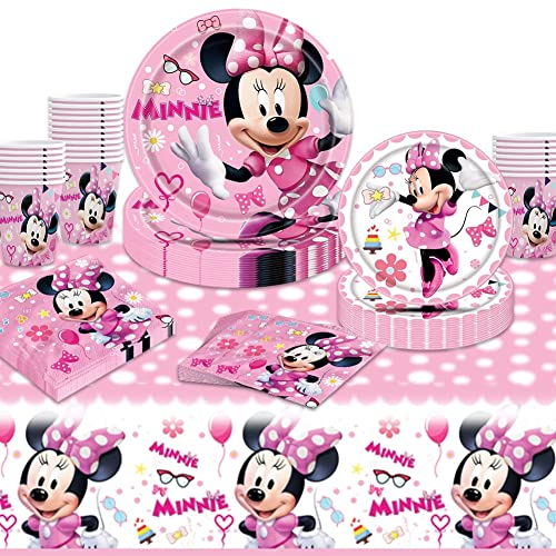 Amycute Stoviglie per Feste di Compleanno, Set Compleanno Bambina, Piatti Carta Compleanno Bicchieri Tovaglioli Tovaglie Kit Compleanno per Bambino