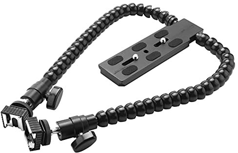 Reionppy Flexible Dual-Arm-Blitzschuh-Halterung für Makroaufnahme-Kamera-Zubehör