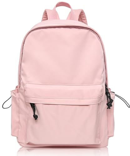 BITUOR School Backpack, Casual Daypack Women, Causal Travel Vacation SchoolBags, High School Bag College Backpack, Work Daypack Lightweight Rucksack Secondary School Bookbag for Teenage Girls, Pink