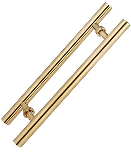 SUNESA Poignée de porte coulissante en verre doré, poignées de barre rondes avec raccord d'installation, pour salle de bain/entrée/porte d'entrée/porte de jardin (taille : 60 cm/24 pouces