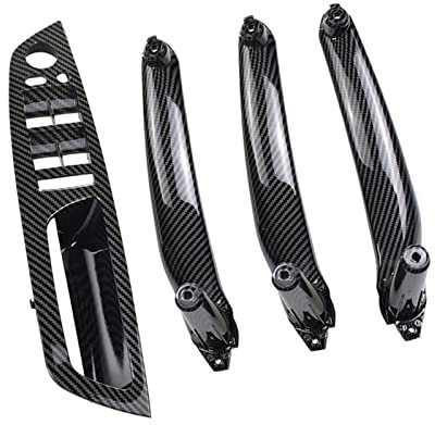 HEYLOW Car Interior Door Handle Inner Panel Pull Trim Cover for BMW E70 E71 X5 X6 2008-2013 (RHD-Carbon Pattern, ABS+PC, 285 x 100 x 45mm/11.2 x 3.94 x 1.77, Pull Handle)
