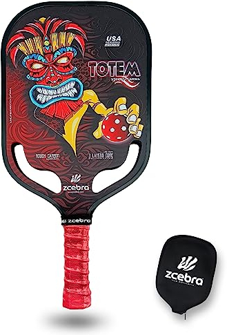 Zcebra Pala de Pickleball Totem Fibra de Carbono 3 Capas 19 mm Dynamic throats USA Pickleball Approved