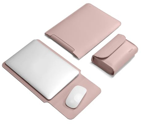 TAIKESEN Laptop Sleeve Bag Compatible with MacBook 12 A1534/Air 11 13 M1 A2337/Pro 13 A2338, 11.6-12.3 Acer Chromebook/HP Stream/ASUS/Surface Pro 8/7/6/X/5/4/3, PU Bag with Small Case, Pink