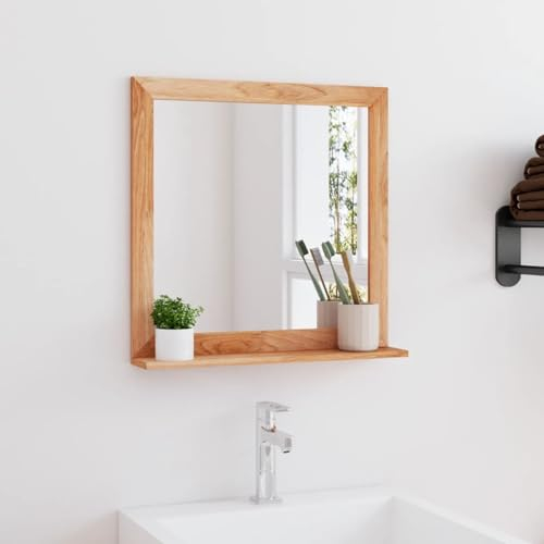 CIADAZ Wandspiegel 55x55 cm Massivholz Nussbaum, Wall Mirror, Spiegel Schlafzimmer, Garderobenspiegel, Spiegel Schmal - 350358