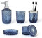 LaMarriti 5-Piece Blue Glass Bathroom Accessory Set - Lotion Dispenser, Soap Dish, Tumbler, Cotton Swab Jars, Toothbrush Holder - Modern Bathroom Decor and Gift Set