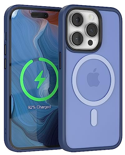 EAZY CASE - induktiv Laden Hülle kompatibel mit iPhone 14 Pro kompatibel mit MagSafe (Wireless Charging), dünne schützende Hülle, Matt Schlanke Handyhülle, samtige Touch Matt in Nacht Blau
