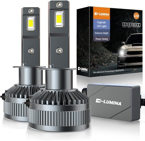D-Lumina Ampoule H1 LED Anti Erreur,9-60V Adaptées pour Voitures et Camions,130W 26000LM High Lumens 6500K Blanc,500% Luminosité CanBus Avec pilote intelligent EMC,Peut être Utilisée Avec Lenticulaire
