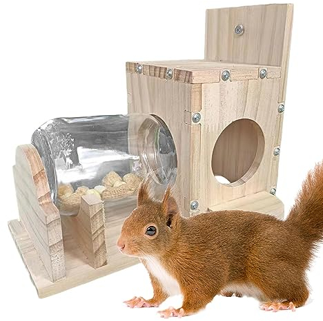 Eichhörnchen Futterhaus Zum Hängen, Aus, Wetterfest, Garten Futterstation, 22x11x21cm.