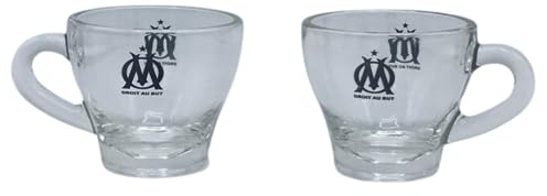 la plume dorée, set de 2 tasses à café en verre - Olympique de Marseille