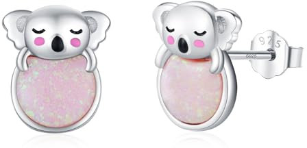 Koala Geschenk für Kinder 925 Sterling Silber Koala Ohrringe Opal Ohrringe Opal Koala Ohrstecker Opal Schmuck für Koala Liebhaber Mädchen Damen