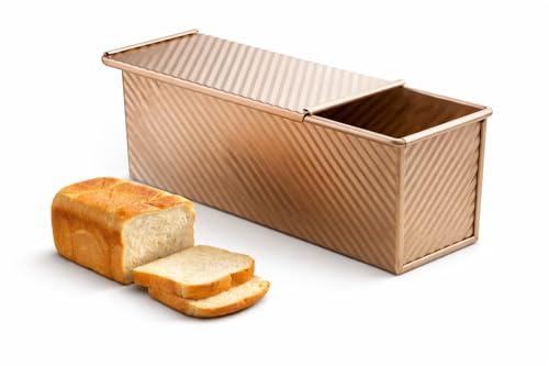 Spmarkt Pullman Kastenform mit Deckel, 33 x 12,7 cm Brotbackform aus aluminisiertem Stahl, Antihaft Toastbrot Backform mit Teigschaber für Sandwichbrot und Kastenbrot