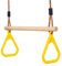 Leogreen - Trapèze en Bois, Anneaux et Barre de Gymnastique pour Enfant, Jeux Jardin Extérieur Intérieur, Jaune