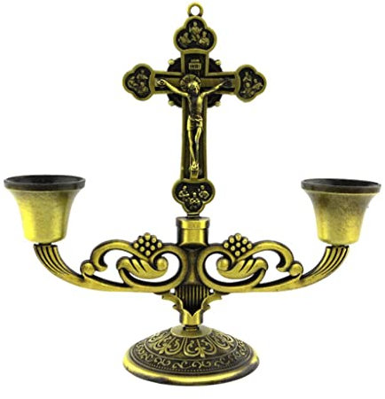 Kerzenhalter, Kandelaber, Kerzenständer, Kirche oder Zuhause, Hochzeitsgeschenke, Bronze, 12,8 x 4,8 x 12,5 cm