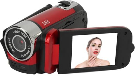 Digitalkamera, Autofokus, FHD 4K Vlogging-Kamera mit Dual-Kamera, 16 MP, 16-facher Digitalzoom, Kompaktkamera, Tragbarer Camcorder für Teenager und Erwachsene (Rot)