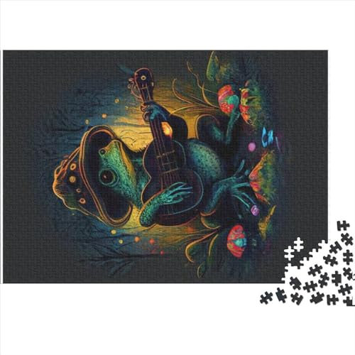 Puzzle für Erwachsene und Frosch der Banjo spielt 1000 Teile Puzzle für Erwachsene Holzpuzzle Geschenke für Freunde und Familie 1000 Teile (75 x 50 cm)