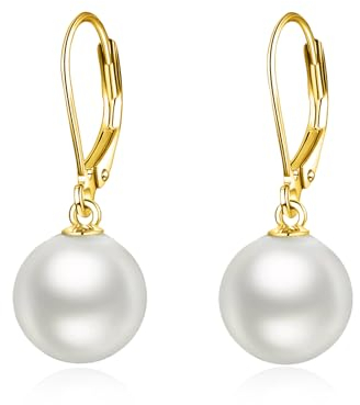 VONALA Perle Ohrringe Sterling Silber, Hängend Ohrringe Schmuck Geschenke für Damen und Mädchen (Perle - Gold)