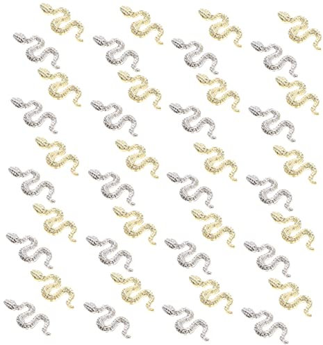 HAPINARY 40St Kleine Schlange Nail Art Schmuck Kristalle Maniküre-Schmuck snake nail charms Strasssteine Golddekor Schlangennagel Charms Nagelkunst-Anhänger Klassisch 3d