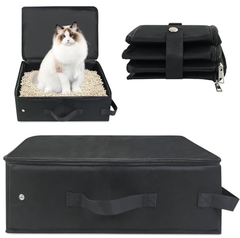WIYETY Faltbare Katzentoilette 40*30cm mit Deckel - Tragbare Reise Katzenklo, Wasserdicht für Outdoor und Zuhause