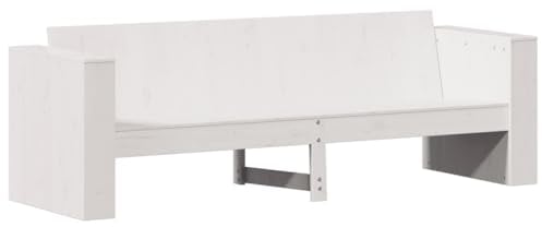 vidaXL Gartensofa 3-Sitzer, Outdoor Sofa mit Armlehnen Rückenlehne, Gartenbank für Garten Terrasse, Holzbank Gartenmöbel, Weiß Massivholz Kiefer