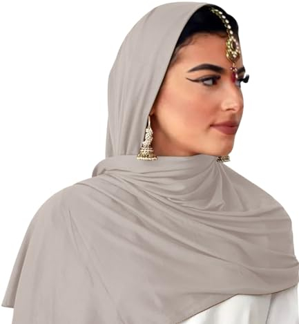 ANKOMINA Muslimischer Hijab-Schal für Damen, Pashmina, modisch, einfarbig, lang, Jersey, Turban, Hellkhaki, Einheitsgröße
