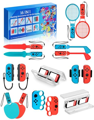 16in1 Switch Sport Zubehör für Nintendo Spiele: Familie Switch Spiele Zubehör Bundle Set Kit für Nintendo Switch/OLED Sportspiele