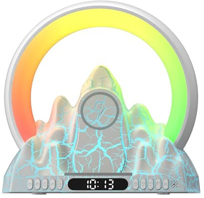 Sunrise Alarm Clock with Wireless Charging & Bluetooth Speaker - White Noise & 16 Million Colors - Smart Bedside Clock with Radio Alarm