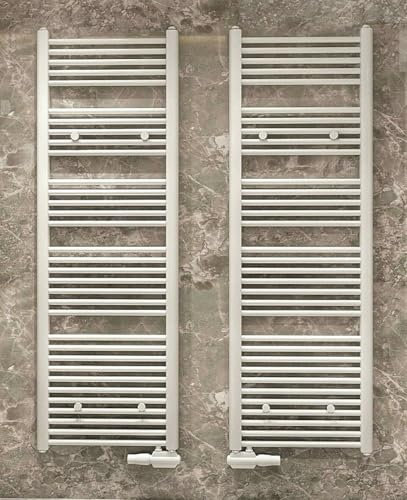 MCHeat Premium Badheizkörper - Handtuchwärmer mit flexiblem Anschluss Links/Rechts - weiss/anthrazit - Moderne Badheizung mit Mittelanschluss (Weiß (RAL 9016), 60 * 180 cm)
