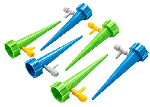 Botella de riego automático para plantas, dispositivo de riego por goteo, 6 unidades, azul + verde, 6 unidades