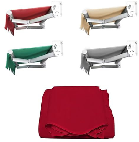 Gartenmarkise, Terrassenüberdachung, einziehbar, 2,5 x 2 m, manuell, Grau (Rot), Ersatzstoff im Lieferumfang enthalten