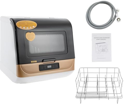 Mini lave-vaisselle de table, 800 W, 220 V, portable, avec séchage, pour petites maisons, appartements, dortoirs, doré