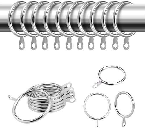 50 Pack Metal Curtain Rings With 38mm Internal Diameter for Drapery and Rods - Sliding Eyelet Hanging Rings, Silver Finish