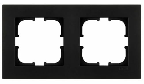 EXEN - Serie KARELL Rahmen 2-fach für Lichtschalter und Steckdose - Panel für Wandlichtschalter und Steckdosen - Schwarz Metallic - 154mm - K102/14E