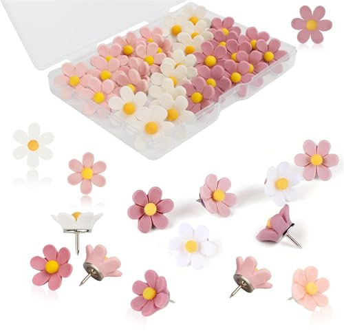 Reißzwecken, 30 Pcs Blumen Heftzwecken Dekorative Reißnägel Bunt Pinnadeln Tecknadeln reisszwecken für Pinnwand Pinnwände Korktafel Fotowand Büro Zuhause Dekoration