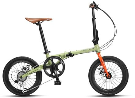 TLLCHYL 20-Zoll-Klapprad mit 7-Gang-Schaltung, Verstellbarer Vorbau, Leichter Rahmen, Beidseitig Klappbare Fußstütze Vintage-Fahrrad(Style1)