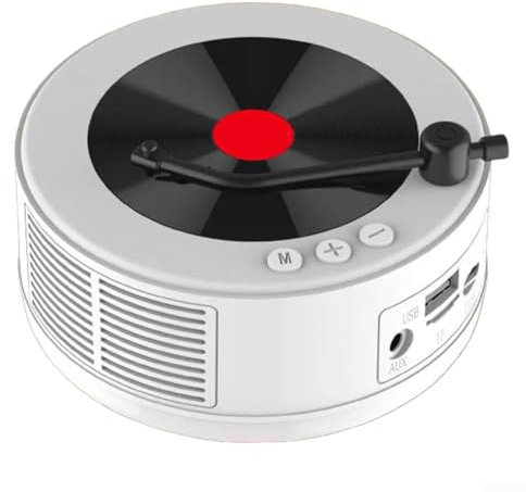 Retro Portable FM Radio Mini Vinyl Record Player with Built-in Speaker Blue-tooth Sound Speaker Support AUX/USB/TF Multi-functional Music Player for Home