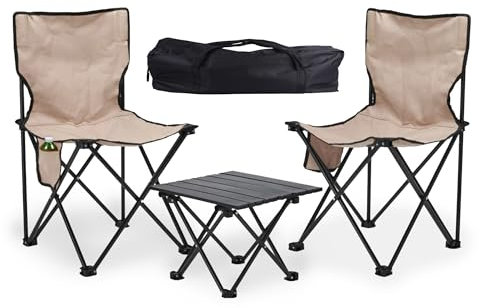 Tool & Tree Camping-Set – Klappbarer Campingtisch mit 2 faltbaren Stühlen – Leicht, kompakt, wasserfest & einfach zu reinigen – Robuste Outdoor-Möbel für Camping, Festival, Angeln, Picknick & Grillen
