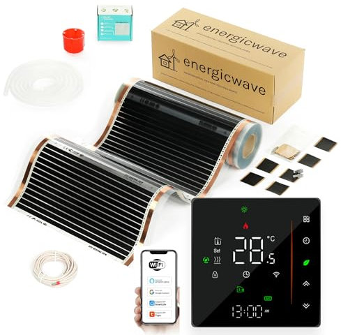 Elektrische Fußbodenheizung 80W/m² - Infrarot Heizfolie komplett mit WLAN Thermostat, Heizung 230V unter Parkett, Unterbodenplatten - 2,5m²