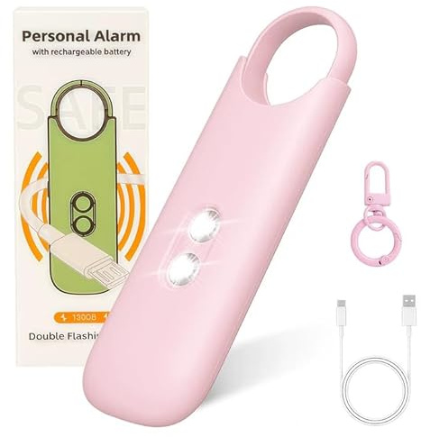 Alarme personnelle,Alarmes personnelle pour 130dB sifflet ,Porte clé Alarme pour Femmes,Alarmes de Poche pour Enfants,Femme,et Personnes Âgées,avec Lumière Flash
