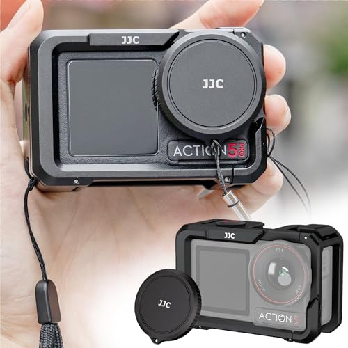 JJC Osmo Action 5 Pro 4 3 Käfig Metall Schutzrahmen & Linsenkappe Kit | Schutzkäfig Cage für DJI Osmo Action 5 Pro 4 3, mit Blitzschuh & Schnellwechselplatte für Action5 Action4 Action3 Zubehör