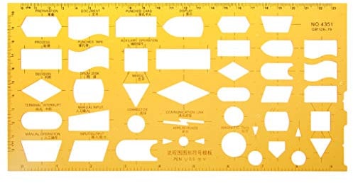 NIHENHAO K Harz Flussdiagramm Symbol Zeichenvorlage Lineal Schablone Messwerkzeug Student