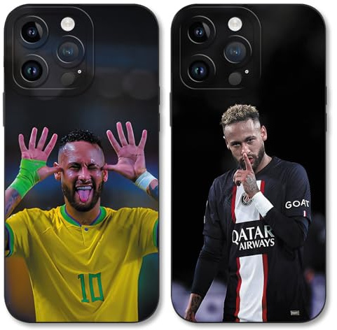 TBNMBGY 2 Stück Fußball Schutzhülle für Apple iPhone 15 Plus 6,7, Soccer Fußball Star Player 10 Muster Designs für Junge Fan Silikon TPU Handyhülle Stoßfest Kratzfest Protective Cover Case, Fashion