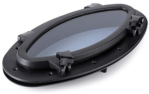 Rhawuy Bullauge-Portal für Marineboote |Alterungsbeständiges und vor Sonnenlicht schützendes ovales Bullauge |410 x 220 mm wasserdichtes Design für Yacht/Wohnmobil/Kabine |ABS-Rahmen mit