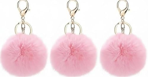 NOVAGO Pompons Porte Clé Bijou de Sac à Main en véritable Poil de Lapin, Toucher Doux Garanti
